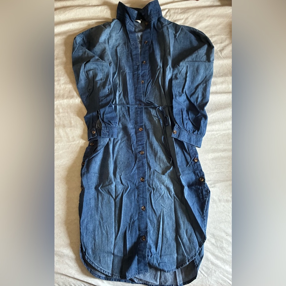 Paper Crane Indigo Denim Shirt Dress